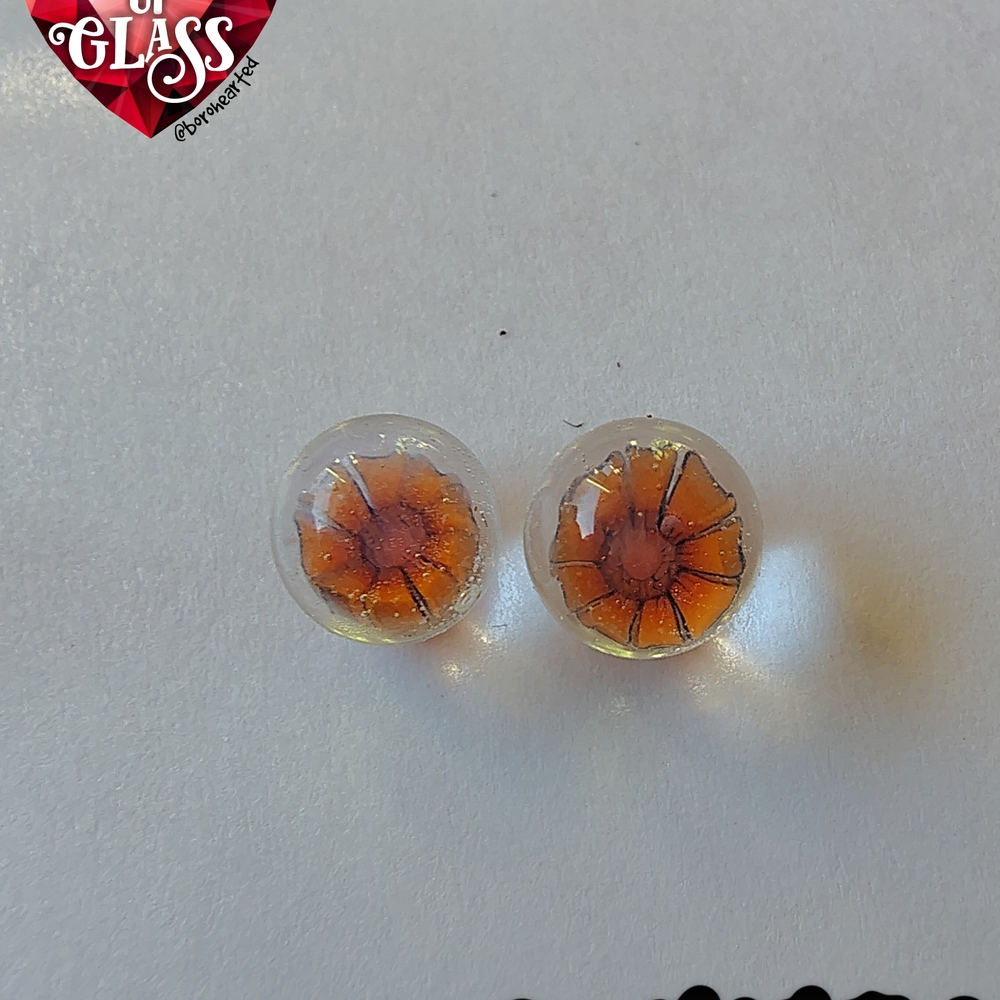Orange Flower Murrine Mini Marbles